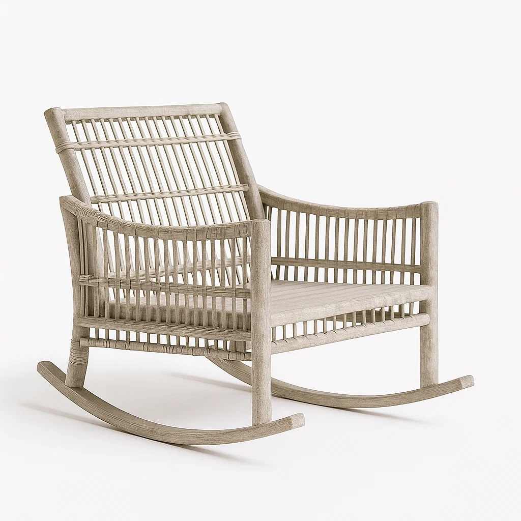 Fauteuil à bascule en rotin pour intérieur