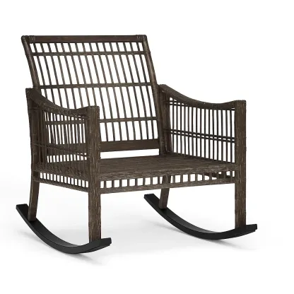 Fauteuil à bascule en rotin marron