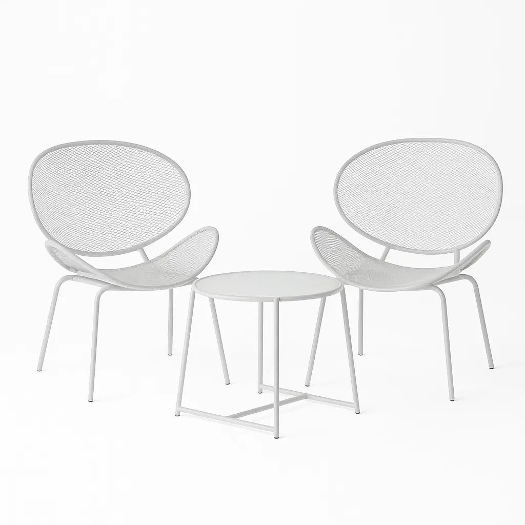 Ensemble de table et chaises de détente en acier blanc