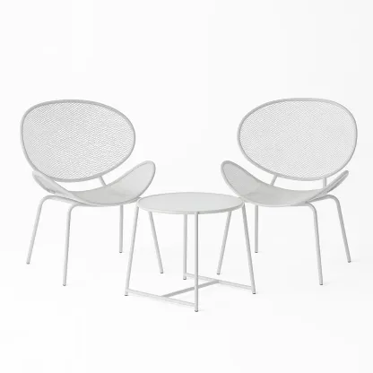 Ensemble de table et chaises de détente en acier blanc