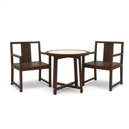 Ensemble de table et chaises de détente en bois massif avec 2 chaises - marron
