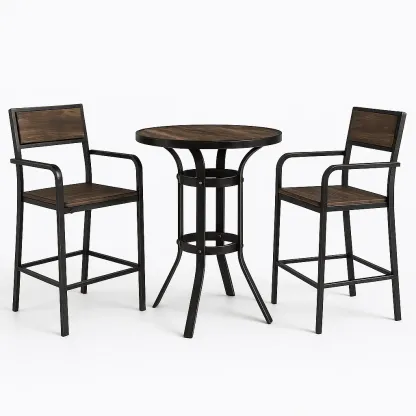 Ensemble de table et chaises de détente bistrot métal et bois