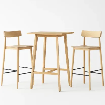 Ensemble de bar table haute avec deux chaises en bois