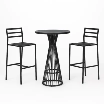 Ensemble de bar table et chaises de bar en métal noir