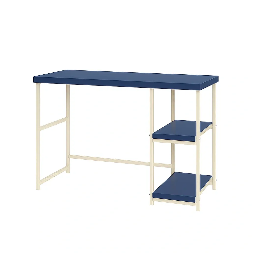 Bureau en bois et métal avec étagères