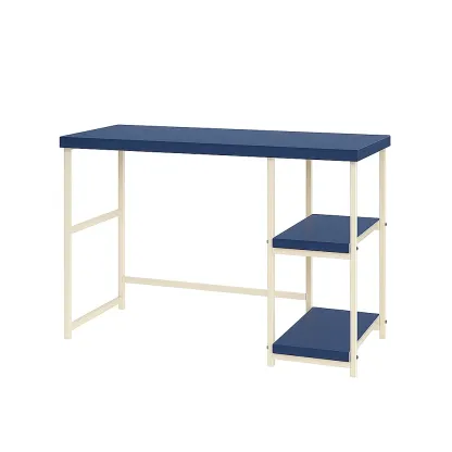 Bureau en bois et métal avec étagères