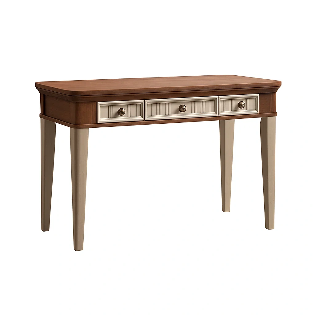 Bureau en bois à 3 tiroirs Marron/Crème