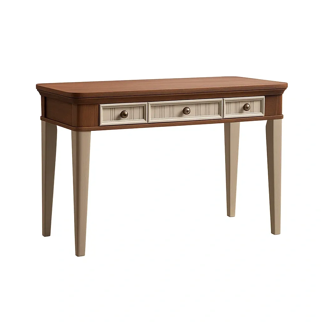 Bureau en bois à 3 tiroirs Marron/Crème