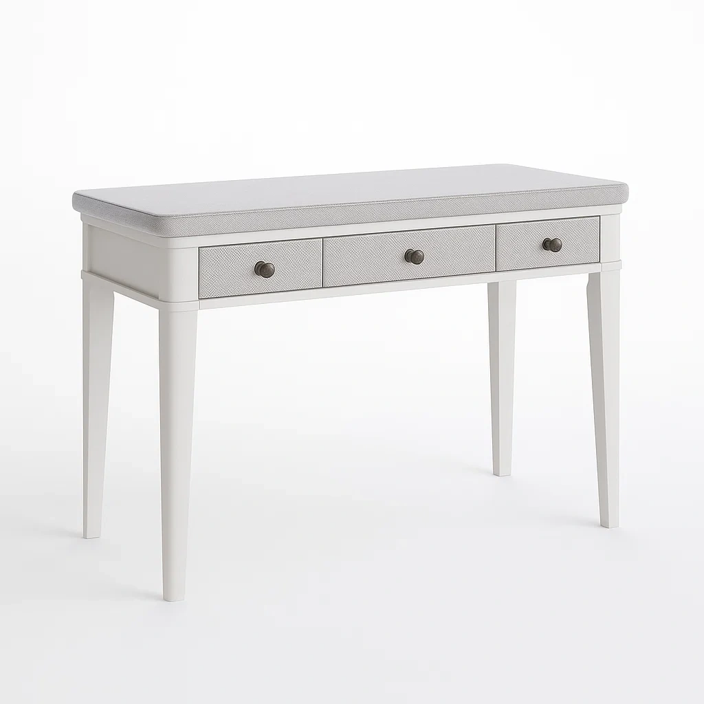 Bureau en bois avec 3 tiroirs Blanc et Gris