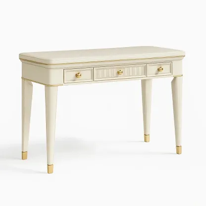 Table d'entrée en bois MDF avec accents dorés et 3 tiroirs (120x40x80 cm)