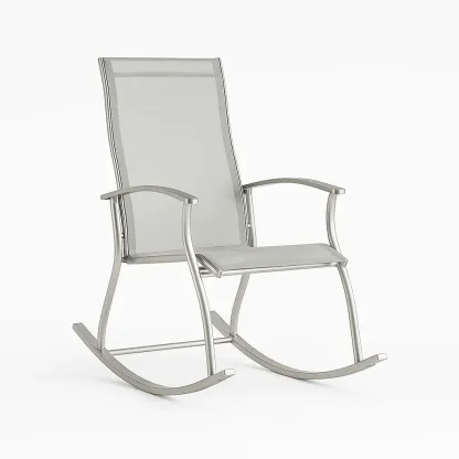 Fauteuil à bascule en aluminium et textilène gris (98x56x105 cm)