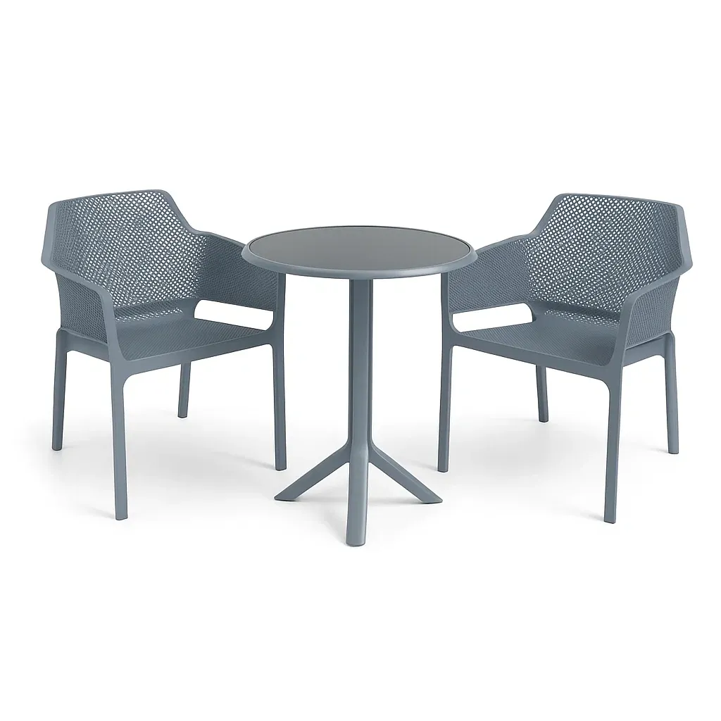 Ensemble de table et chaises de détente en polypropylène gris