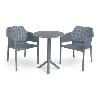 Ensemble de table et chaises de détente en polypropylène gris