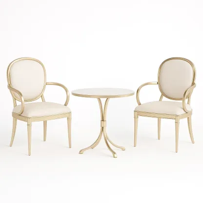 Ensemble de table et chaises de détente en métal et tissu beige