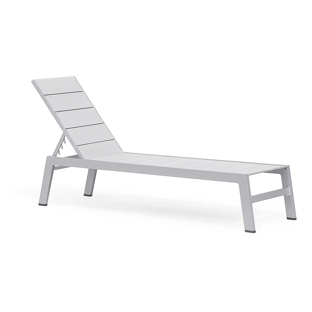 Chaise longue de jardin réglable en aluminium gris (190 cm x 60 cm x 35 cm)