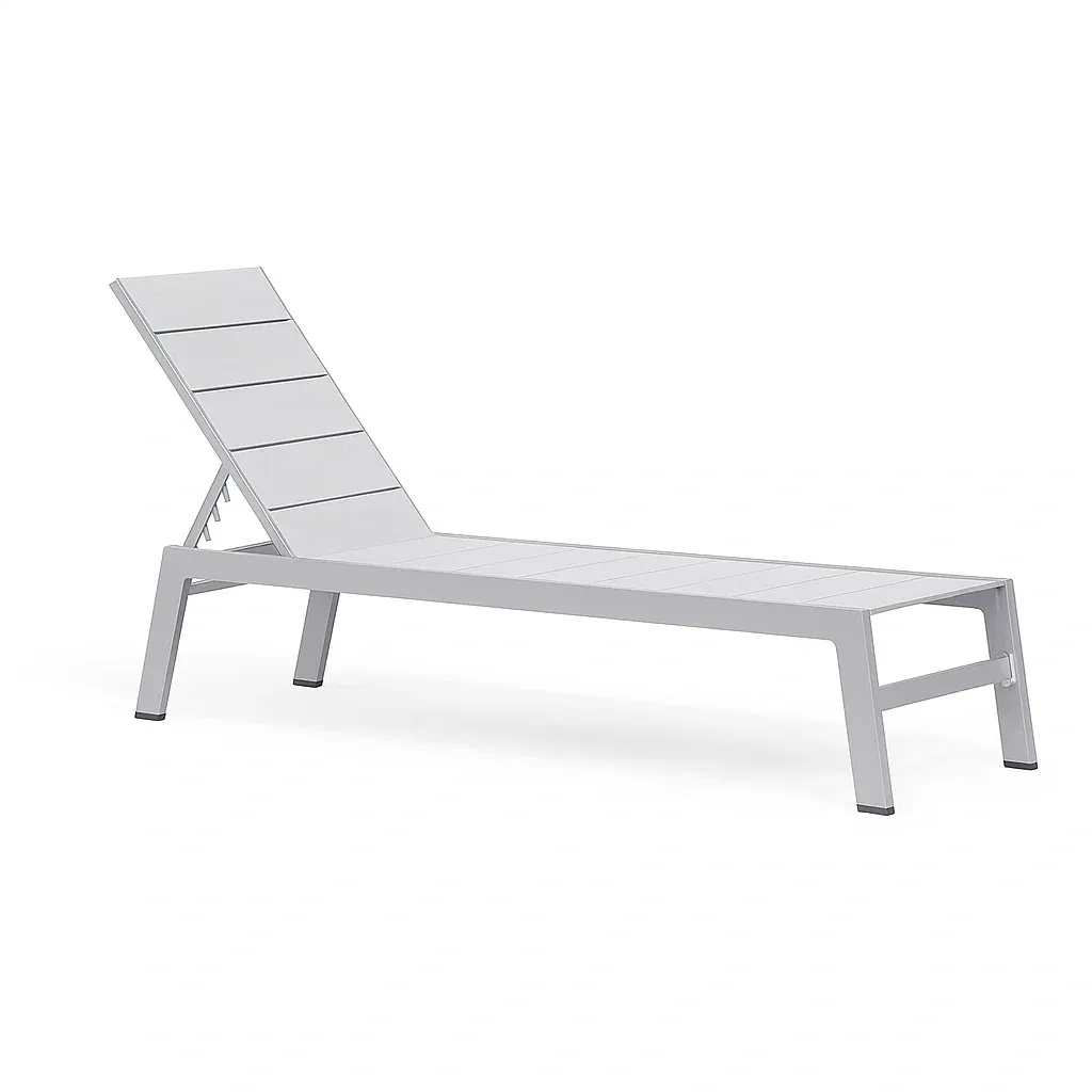 Chaise longue de jardin réglable en aluminium gris (190 cm x 60 cm x 35 cm)