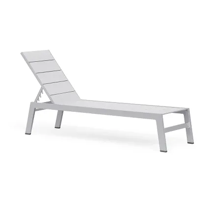 Chaise longue de jardin réglable en aluminium gris (190 cm x 60 cm x 35 cm)