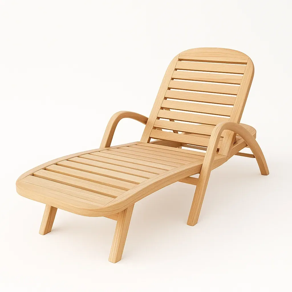 Chaise longue de jardin en bois de chêne massif