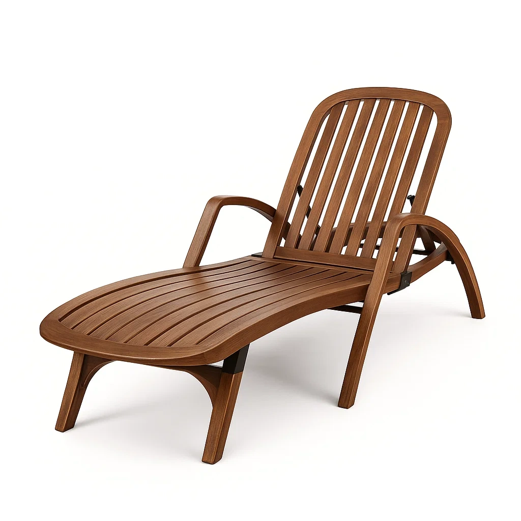Chaise longue de jardin en bois composite brun