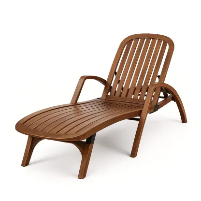 Chaise longue de jardin en bois composite brun