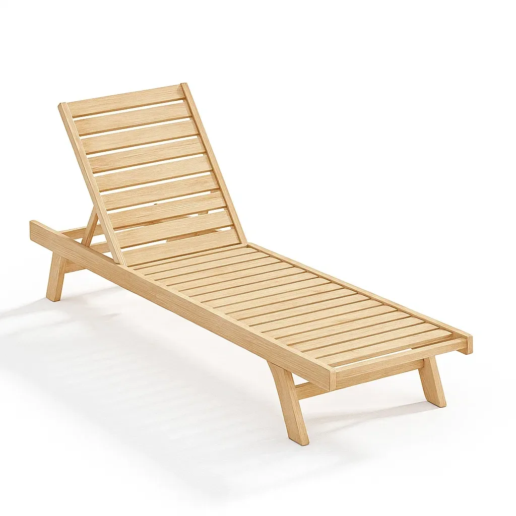Chaise longue de jardin en bois de chêne (200x68x30 cm)