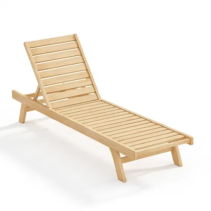 Chaise longue de jardin en bois de chêne (200x68x30 cm)