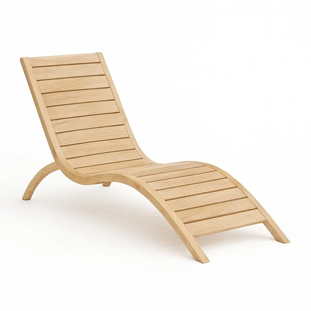 Chaise longue de jardin ondulée en bois de chêne