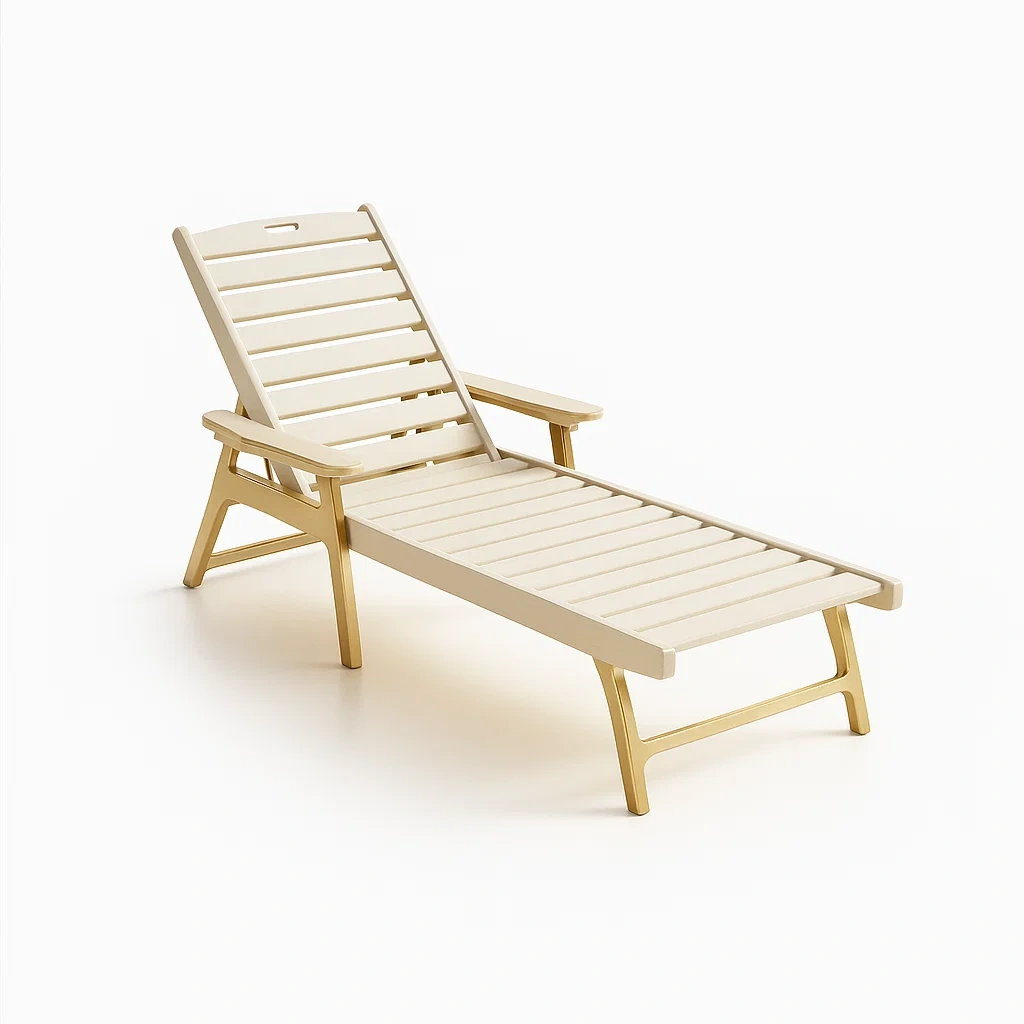 Chaise longue de jardin réglable en plastique pour extérieur (195x65x37 cm)