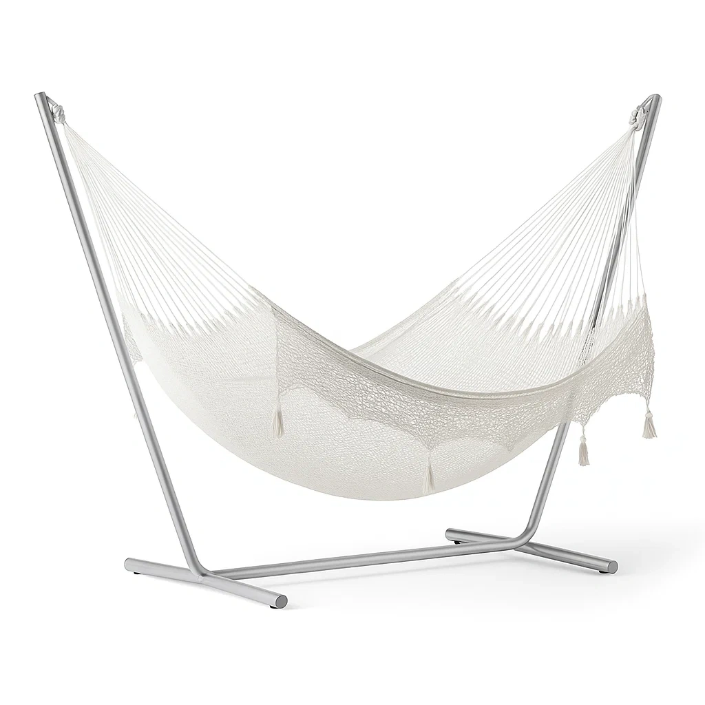 Hamac en acier et coton blanc