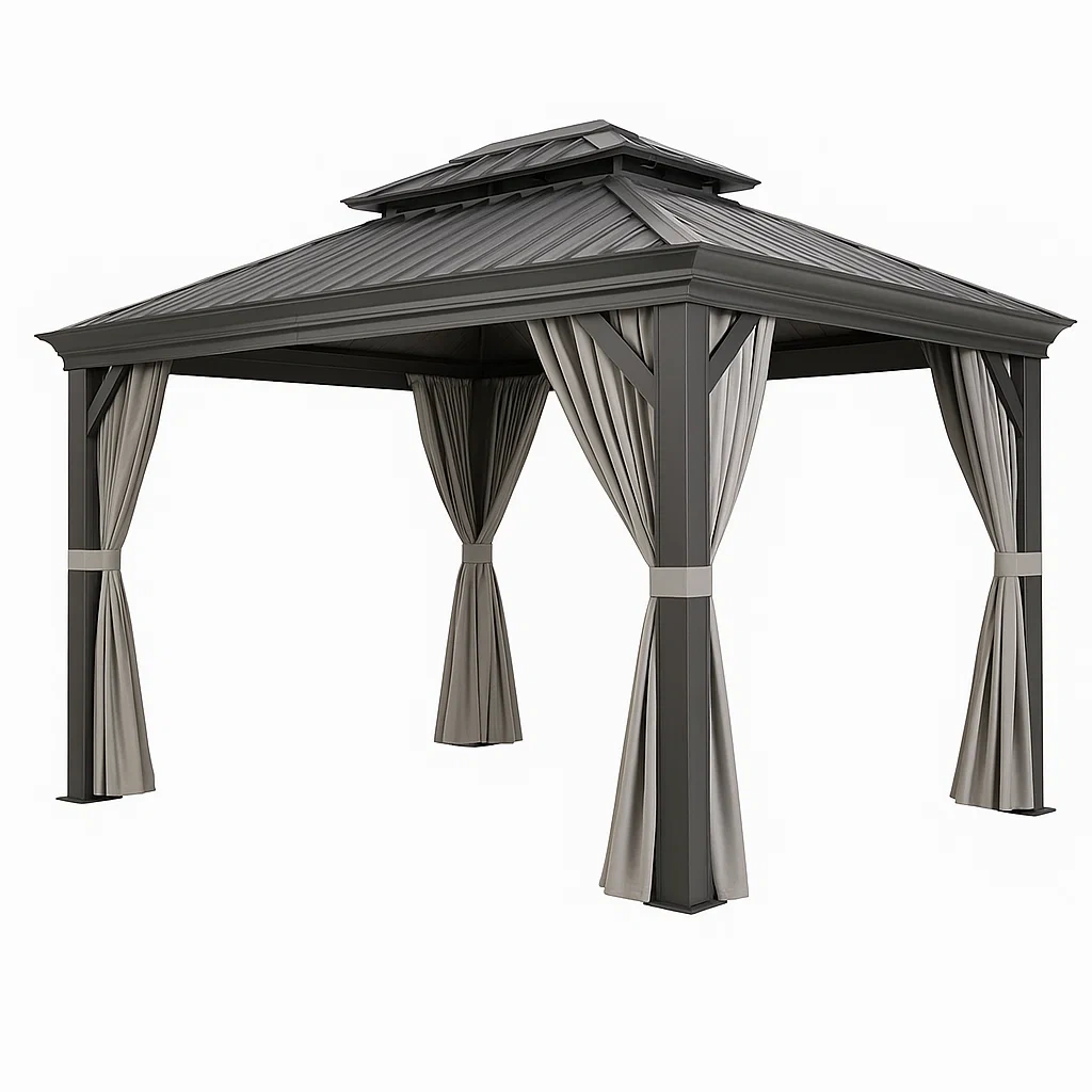 Pavillon de jardin en aluminium et acier toit rigide