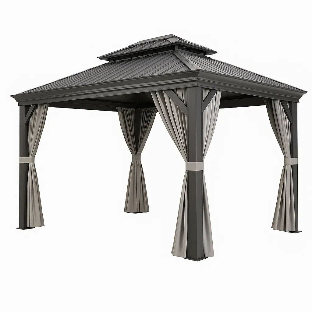 Pavillon de jardin en aluminium et acier toit rigide