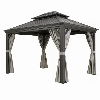 Pavillon de jardin en aluminium et acier toit rigide