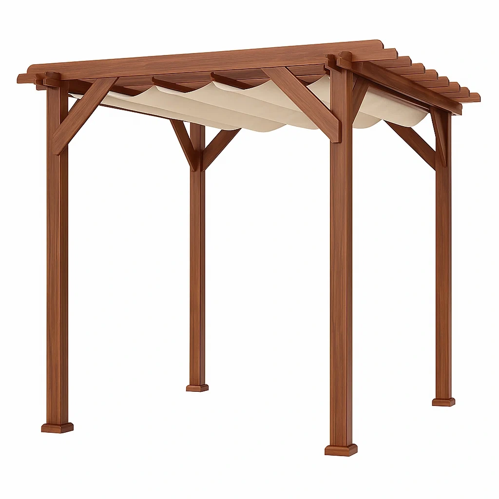 Pergola de jardin en bois avec toit coulissant en polyester