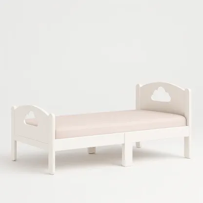 Lit pour enfant en bois avec motif nuage blanc
