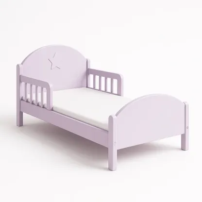 Lit pour enfant bois de pin lilas avec sommier motif étoile