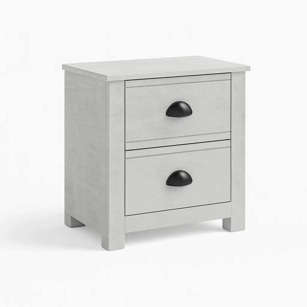 Table de chevet 2 tiroirs en bois (40x30x50 cm) gris