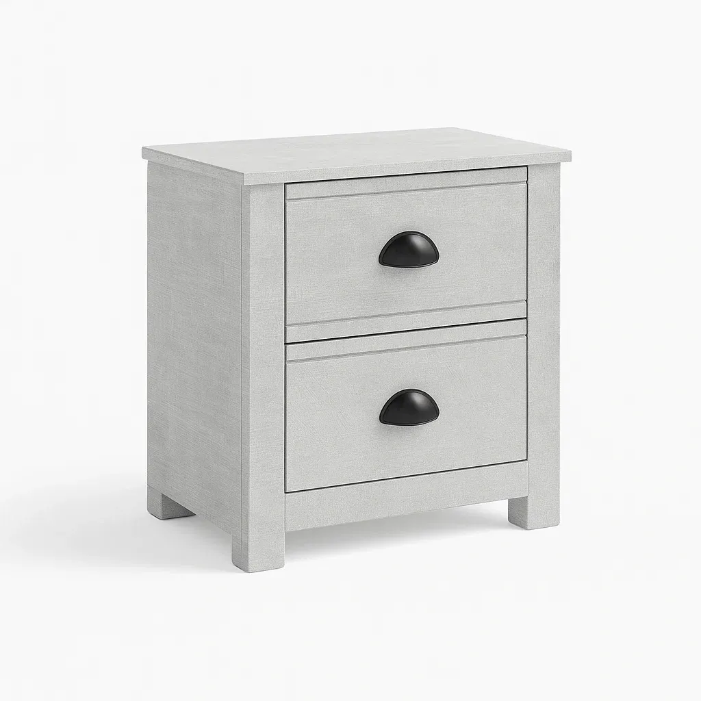 Table de chevet 2 tiroirs en bois (40x30x50 cm) gris