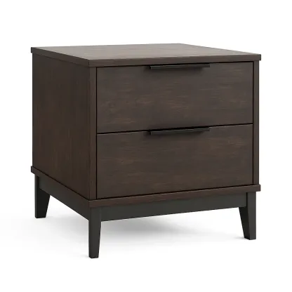 Table de chevet en bois avec deux tiroirs marron