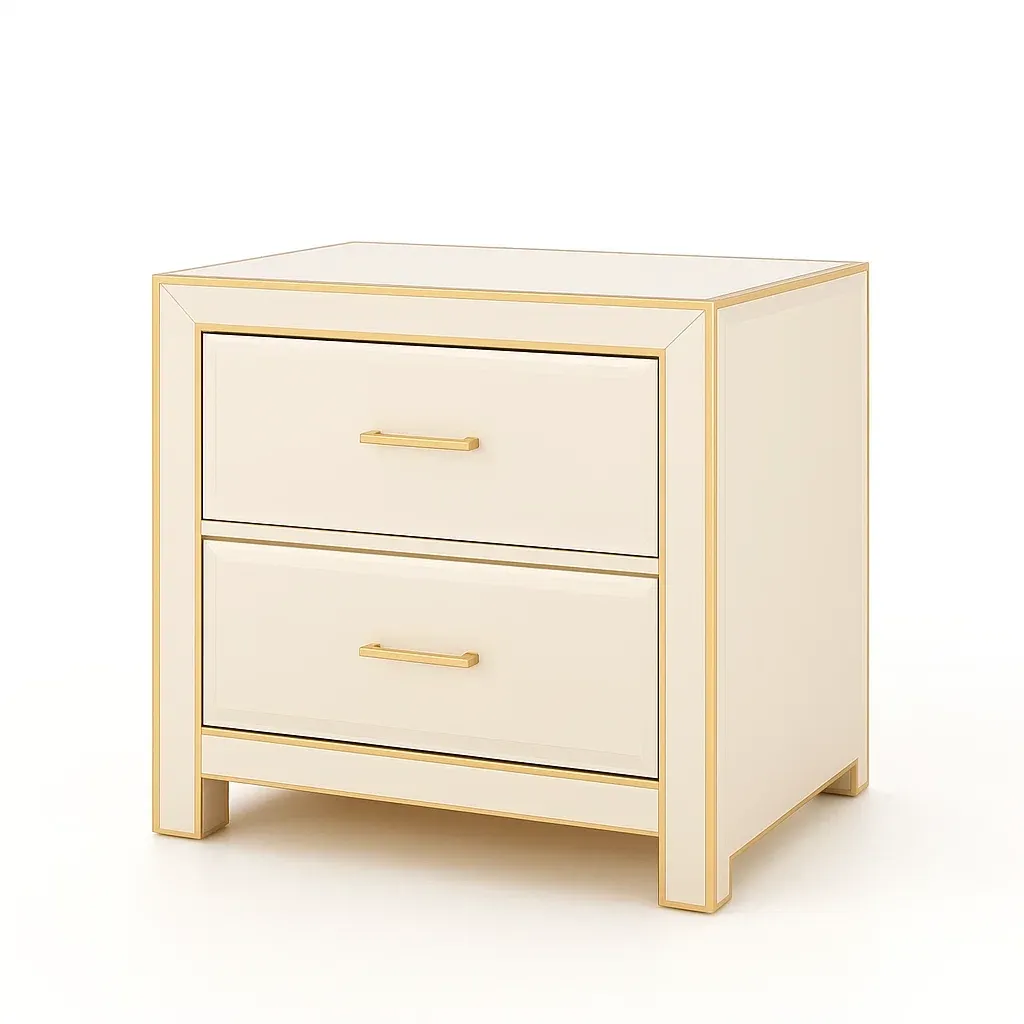 Table de chevet 2 tiroirs en MDF crème