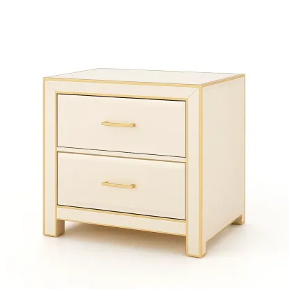 Table de chevet 2 tiroirs en MDF crème