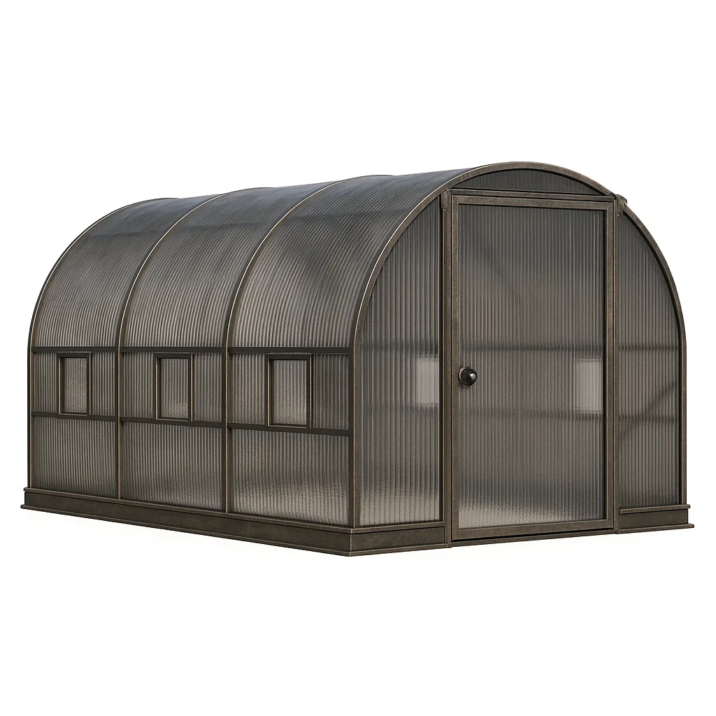 Serre de jardin tunnel en polycarbonate et acier (250x200x190 cm)