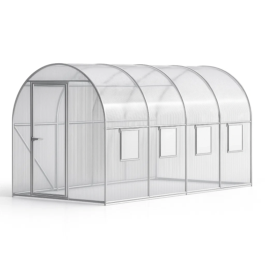 Serre de jardin en polycarbonate transparent avec cadre en aluminium (300x200x200 cm)