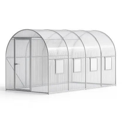 Serre de jardin en polycarbonate transparent avec cadre en aluminium (300x200x200 cm)