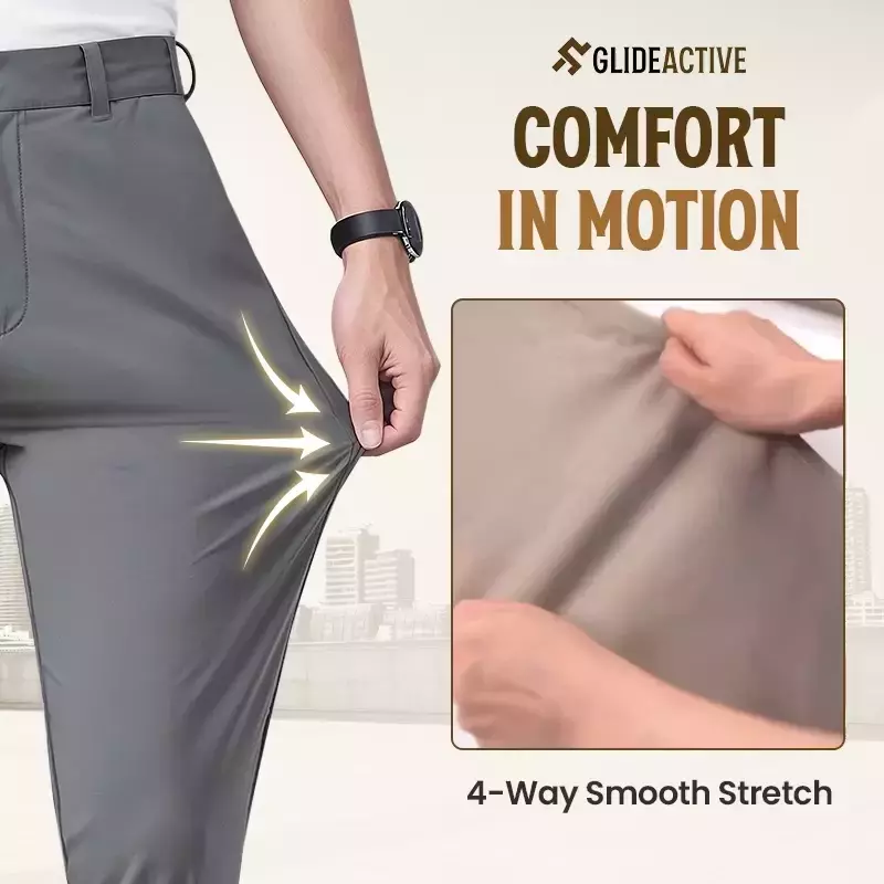 GlideActive - Men's Active Khaki Pants With Expandable Waistband