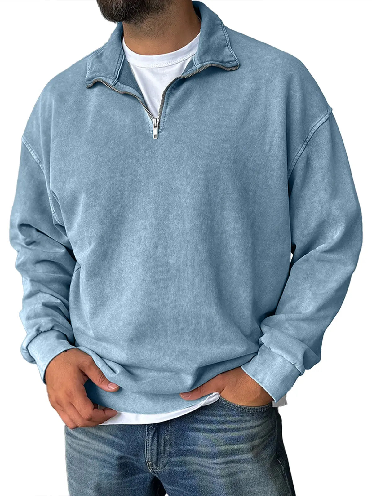 🔥 Men's Fashionable Retro Half-zip Stand Collar Casual Sweatshirt