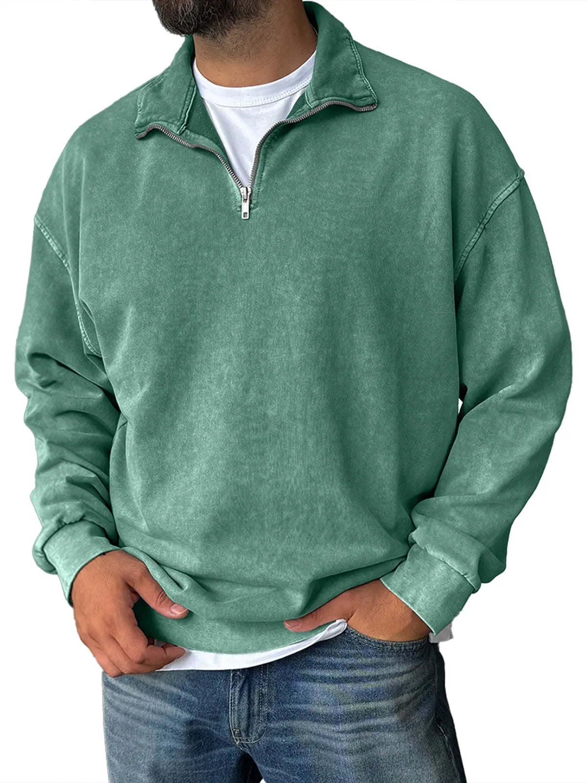 🔥 Men's Fashionable Retro Half-zip Stand Collar Casual Sweatshirt