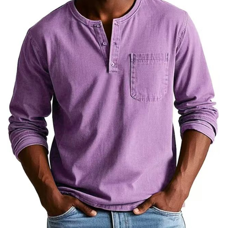 Men's Fashion Vintage Distressed Pocket Long-Sleeve Shirt