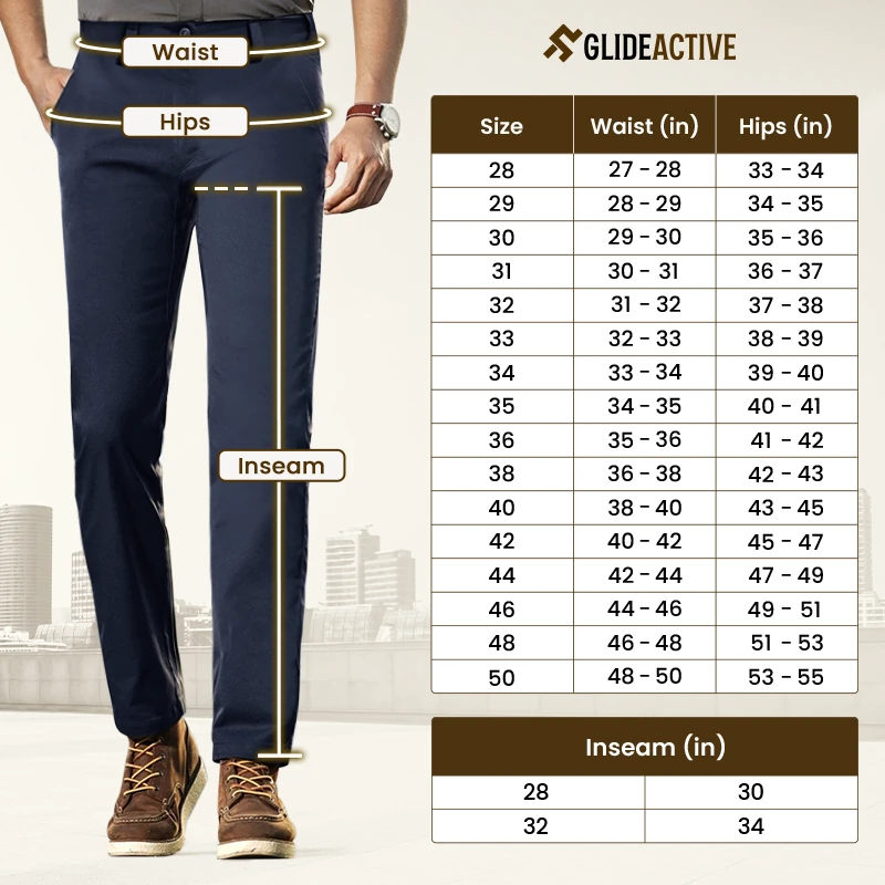 GlideActive - Men's Active Khaki Pants With Expandable Waistband