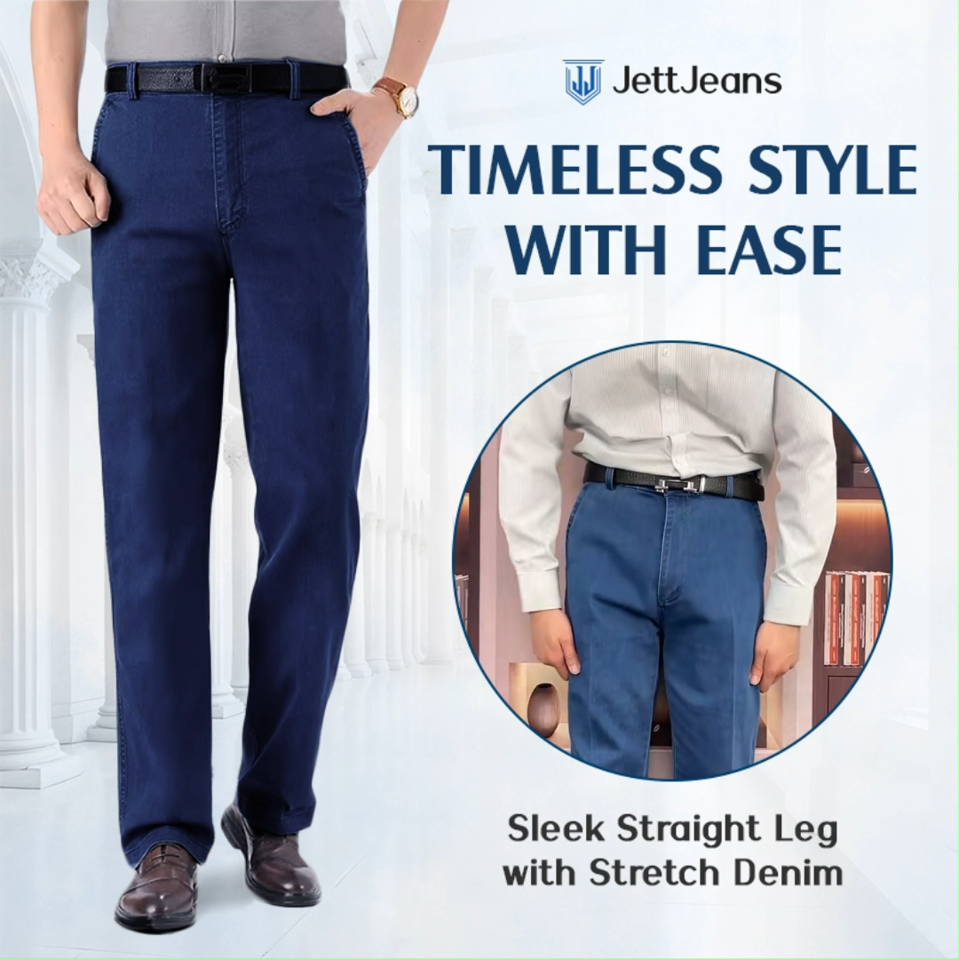 JettJeans4 - Men's Classic Straight Fit Stretch Jeans