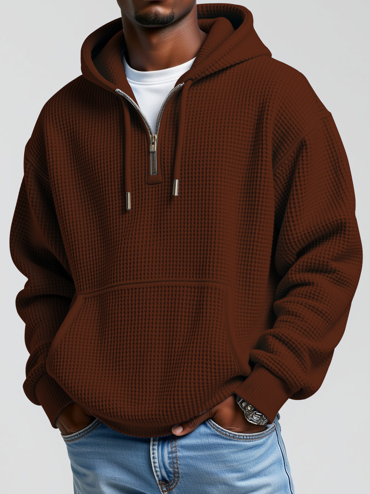Men's Fashion Casual Zipper Pocket Long Sleeve Sweatshirt